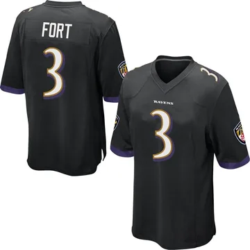 L.J. Fort Baltimore Ravens Youth Purple Name & Number Logo T-Shirt 