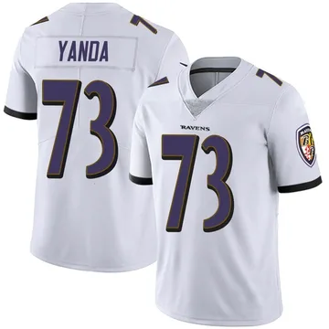 Limited Youth Marshal Yanda White Road Jersey - #73 Football Baltimore  Ravens 100th Season Vapor Untouchable Size S(10-12)